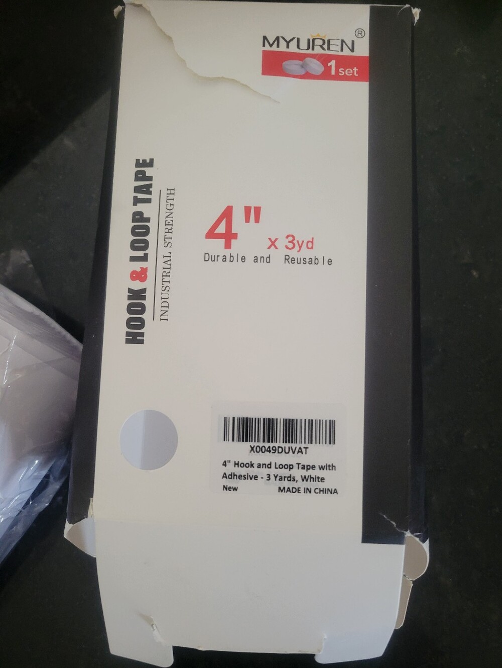 Myuren 4 Inch Hook And Loop Velcro Tape W Adhesive 9ft New - Picture 3 of 3